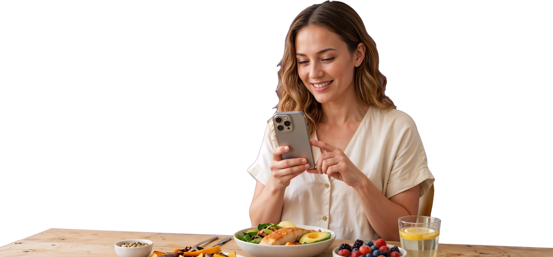 Woman scanning her meal with LYNA